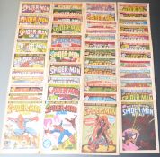 A run of sixty-three Marvel Comics Spider-Man comprising 314-375 (366 and 348 missing) and three