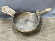 Late 19thC/20thC Scandinavian / Norwegian carved ale hen / Kovsh - formerly the property of VB