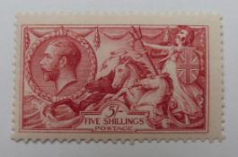 Great Britain 1913 Seahorses 2s 6d deep sepia-brown, 2s 6d sepia-brown and 5s rose-carmine, all