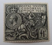 Great Britain 1929 U.P.U. Congress £1 black unmounted mint