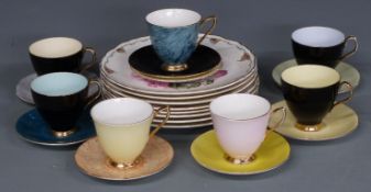 Harlequin collection of Royal Albert cups, saucers and plates