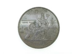 Queen Victoria 1837-1897 'God Bless Our Queen' bronze commemorative medal / plaque, reverse seated