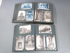 Two albums of Edwardian postcards, mostly architectural including Paris, Malmaison, Fontainbleau,