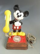 Novelty Walt Disney Mickey Mouse telephone with 'Property of Post Office' to base, H38cm