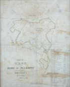 Victorian map of Wern and Bank of Pleasure in the parish of Brilley, Hereford 1875, on silk or