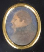 18thC portrait miniature of Napoleon, inscribed verso 'A correct likeness of Napoleon Bonaparte