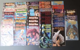 Forty-four DC Comics Animal Man comprising 1, 2, 5, 6, 10, 11, 25, 26, 28, 39, 41-48, 50 x3, 52