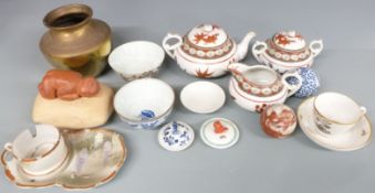 19th/20thC Chinese bowl, Hong Kong ceramics, 19thC Chinese pedestal bowl with enamelled decoration