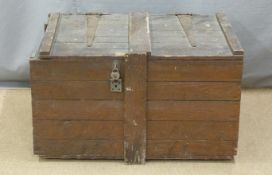 19thC stained pine trunk, ex Cinderford Chapel, Forest of Dean, W92 x D67 x H73cm