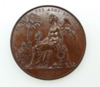 Victorian bronze Army of India Medal 1799-1826, possibly a prototype / specimen, D36.2mm