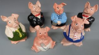 A set of Wade NatWest pigs, together with an extra Nathaniel