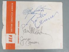 A set of four Beatles autographs on British European Airways (BEA) headed notepaper. The