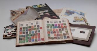 Strand stamp album, sundry stock books and loose stamps