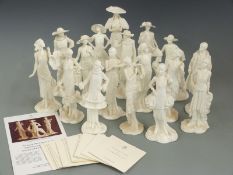 Seventeen Royal Worcester figurines from the 1920's Vogue Collection, with certificates, tallest