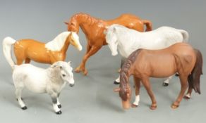 Beswick and Royal Doulton horses including Palomino Xayal, grey mare etc, tallest 18cm