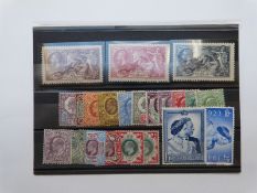 Great Britain 1902 1/2d-1s, 1934 2s 6d, 5s and 10s, seahorses and 1948 R.S.W. £1 mint