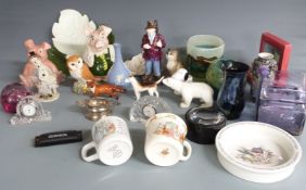 A collection of ceramics and glass, including Wade, Beswick, Coalport, Mdina, Carlton ware,