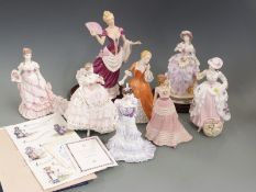 A collection of Royal Worcester, Coalport, Wedgwood and Franklin Mint figurines including The Flower