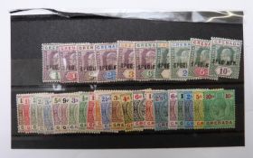 Grenada mint stamps. 1902 1/2d-10s specimen set. 1906-11 1/2d-10s. 1921-32 1/2d-10s. Also various
