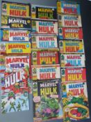 Nineteen Marvel comics comprising The Incredible Hulk #132 and The Mighty World of Marvel Starring