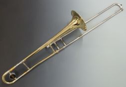 Jupiter trombone in brass and plated finish, in soft carry case
