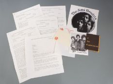 The Jimi Hendrix Experience Fan Club membership card, postcard, letter head and envelope, glossy