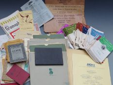 Gramophone interest ephemera including EMG monthly newsletter magazines, various EMG records, VW