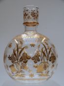 Indian glass hookah smoking vessel with overlaid gold decoration, 22cm tall