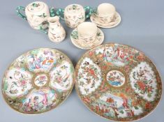 Two 19th/20thC Chinese famille rose shallow dishes, largest diameter 24.5cm and a Japanese