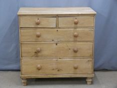 19thC pine two over three chest of drawers.