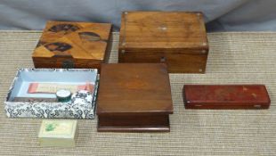 Quantity of Asian style wooden boxes with nibs and pins