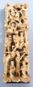 Oriental carved wooden panel with a gilt finish, 41 x 12.5cm