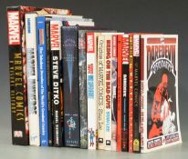 Sixteen Marvel comic related books including Bring On The Bad Guys and Origins of Marvel Comics by