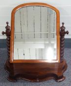 19thC dressing table swing mirror with bobbin supports