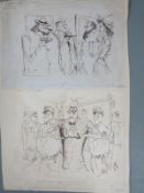 Ronald Searle (1920-2011) pair of pen and ink cartoons 'Father is a genius', mounted on a single