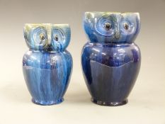 Two Denby Bourne Pottery owl jugs, tallest 17.5cm