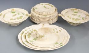 Royal Doulton Art Deco six place dinner service decorated in the Binyon pattern, approximately 24