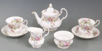 Royal Albert tea for two decorated in the Moss Rose pattern