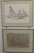 Two signed William Russell Flint RA (1880-1969) prints with blind stamp bottom left, one nude ladies