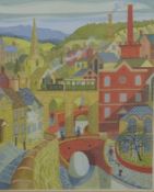 Roy Lapidge 20thC 'Woollen Town' acrylic, possibly Stroud, signed and dated 1988 to lower right,