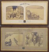 Two framed Oxford rowing interest photograph displays including crew photographs with crew list