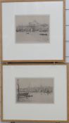 Two Eugene Béjot maritime etchings of Marseille docklands, both signed in pencil bottom right, 15