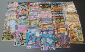 Sixty-one Marvel comics comprising Elf Quest 3, 4, 6, 9, 12, 14, and 16-21, Indiana Jones 4-6, 8,