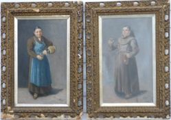 G Passini (19thC Italian School), pair of oils on canvas of monks with glasses of wine, 51 x 29cm,