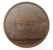 Victorian Robert Stephenson bronze commemorative medal for the Britannia Tubular bridge, Menai