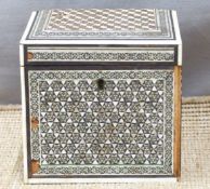 Indian inlaid tea caddy, 13 x 13 x 12cm