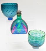 Four Studio glass pieces including one signed Bev Jacks 'Spots' 1994 (Bev Jacks was a cofounder of