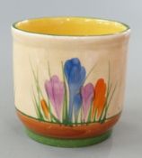 Clarice Cliff Bizarre for Newport Pottery sugar bowl, decorated in Crocus pattern, H7.5cm