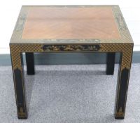 A hardwood coffee table with chinoiserie decoration, W66 x D56 x H54cm