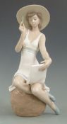 Nao figurine of a lady writing, H30cm
